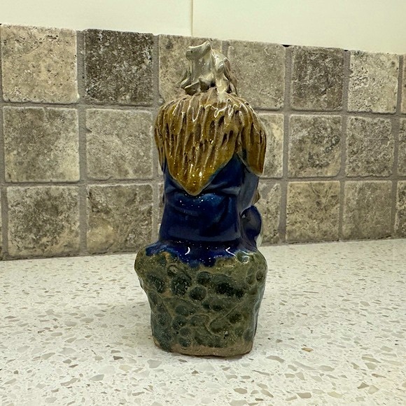 Vintage Chinese Shiwan Mudman Wise Man & Mystical Pot Hand Painted Sculpture - Picture 3 of 7